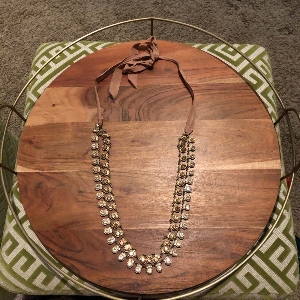 J Crew Crystal Ribbon Necklace